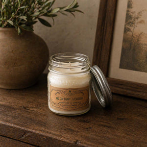Midnight Ledger 7.5oz Candle by Dewdrop Mystique LLC, scented candle main product photo