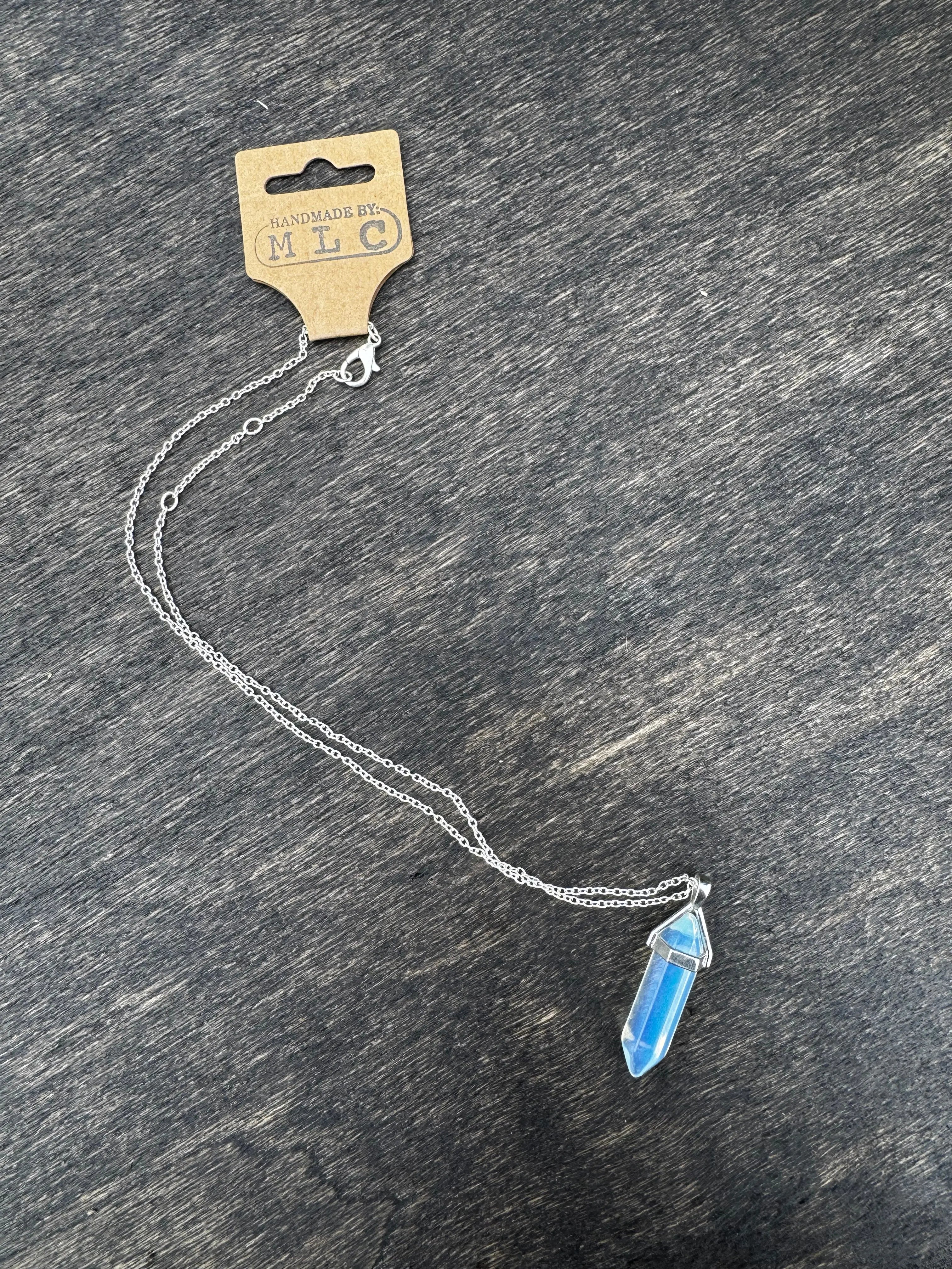 Milky Crystal Necklace | Cottagecore Crystal Jewelry Gift by Mushroom Lady Co, handmade jewelry detail photo 2