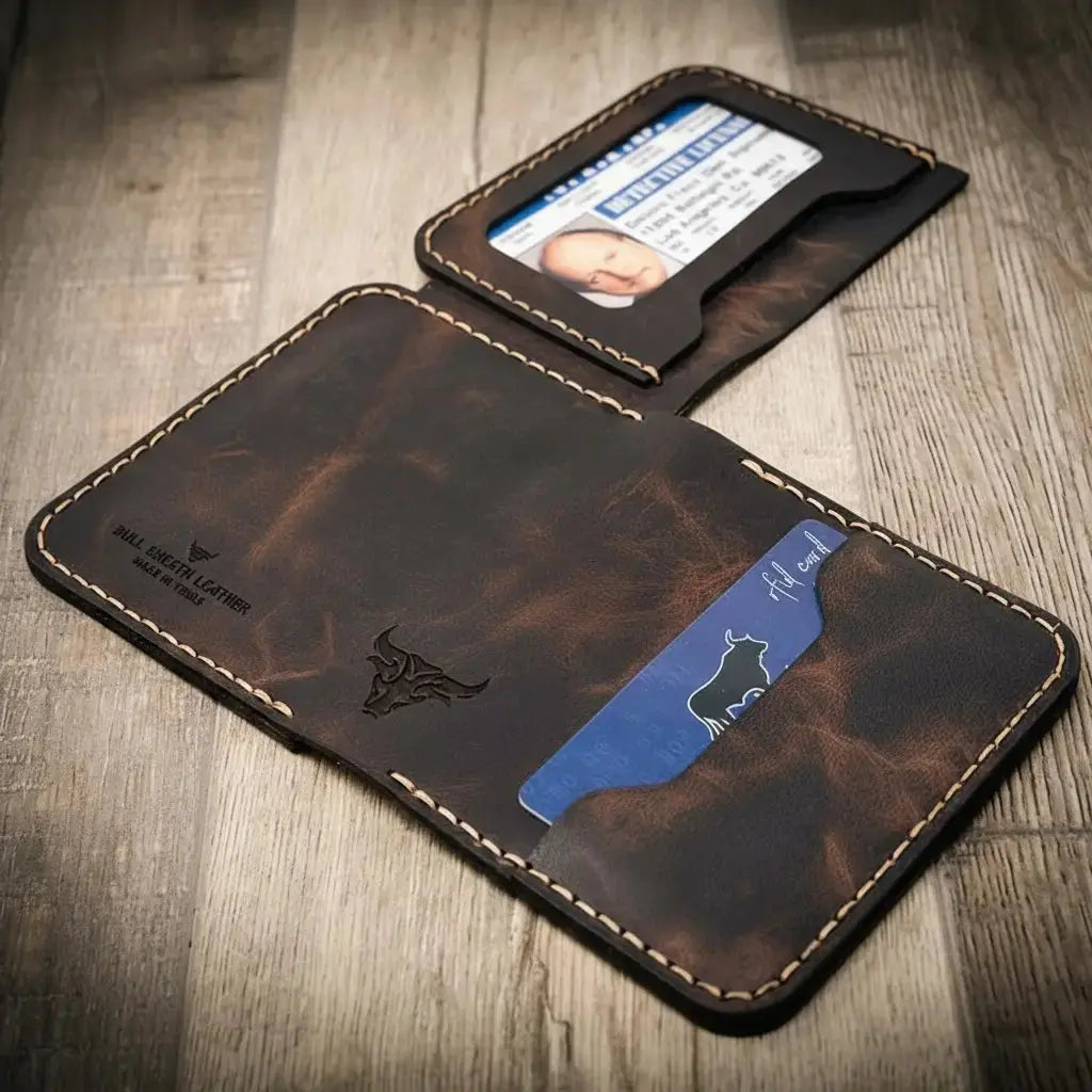 Minimalist Badge Wallet by Bull Sheath Leather, handmade leather goods detail photo 11