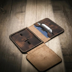 Minimalist Badge Wallet by Bull Sheath Leather, handmade leather goods detail photo 12