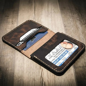 Minimalist Badge Wallet by Bull Sheath Leather, handmade leather goods detail photo 14