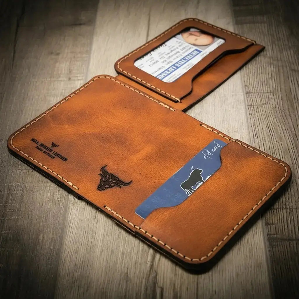 Minimalist Badge Wallet by Bull Sheath Leather, handmade leather goods detail photo 16