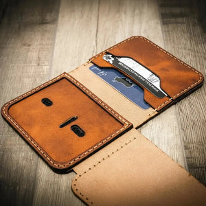 Minimalist Badge Wallet by Bull Sheath Leather, handmade leather goods detail photo 17