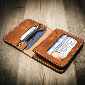 Minimalist Badge Wallet by Bull Sheath Leather, handmade leather goods detail photo 19
