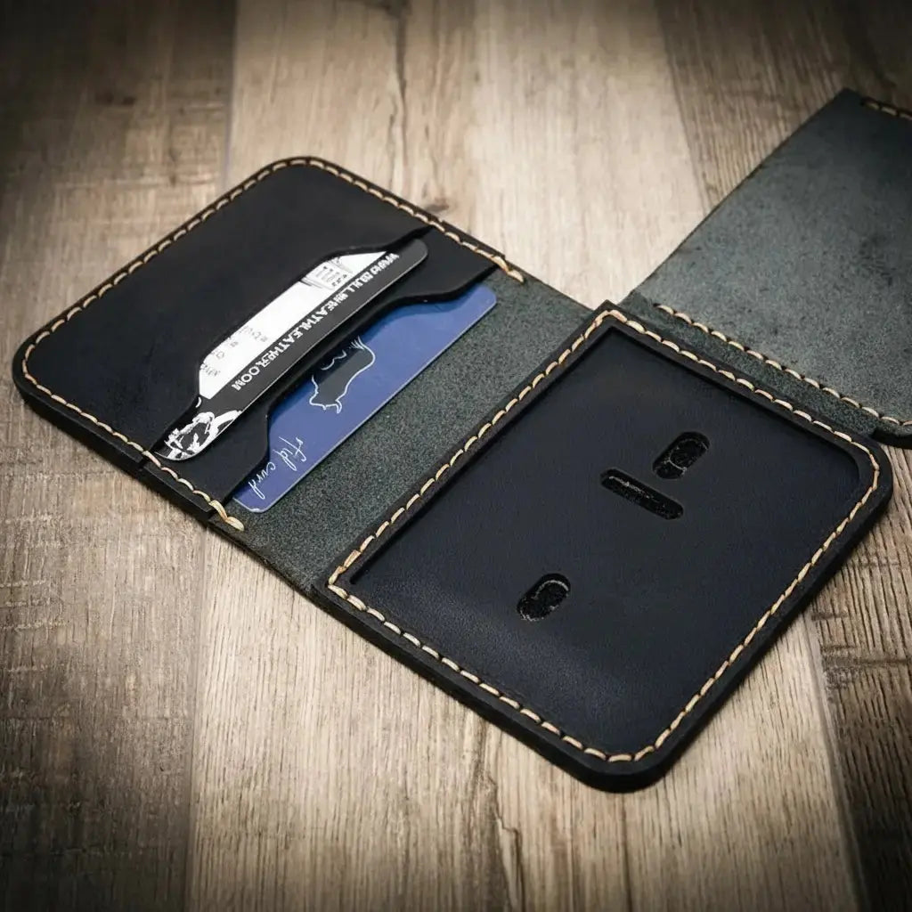 Minimalist Badge Wallet by Bull Sheath Leather, handmade leather goods detail photo 20