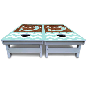 Mint Chevron Cornhole Boards - All Weather Series by Cornhole Solutions, custom cornhole board detail photo 5