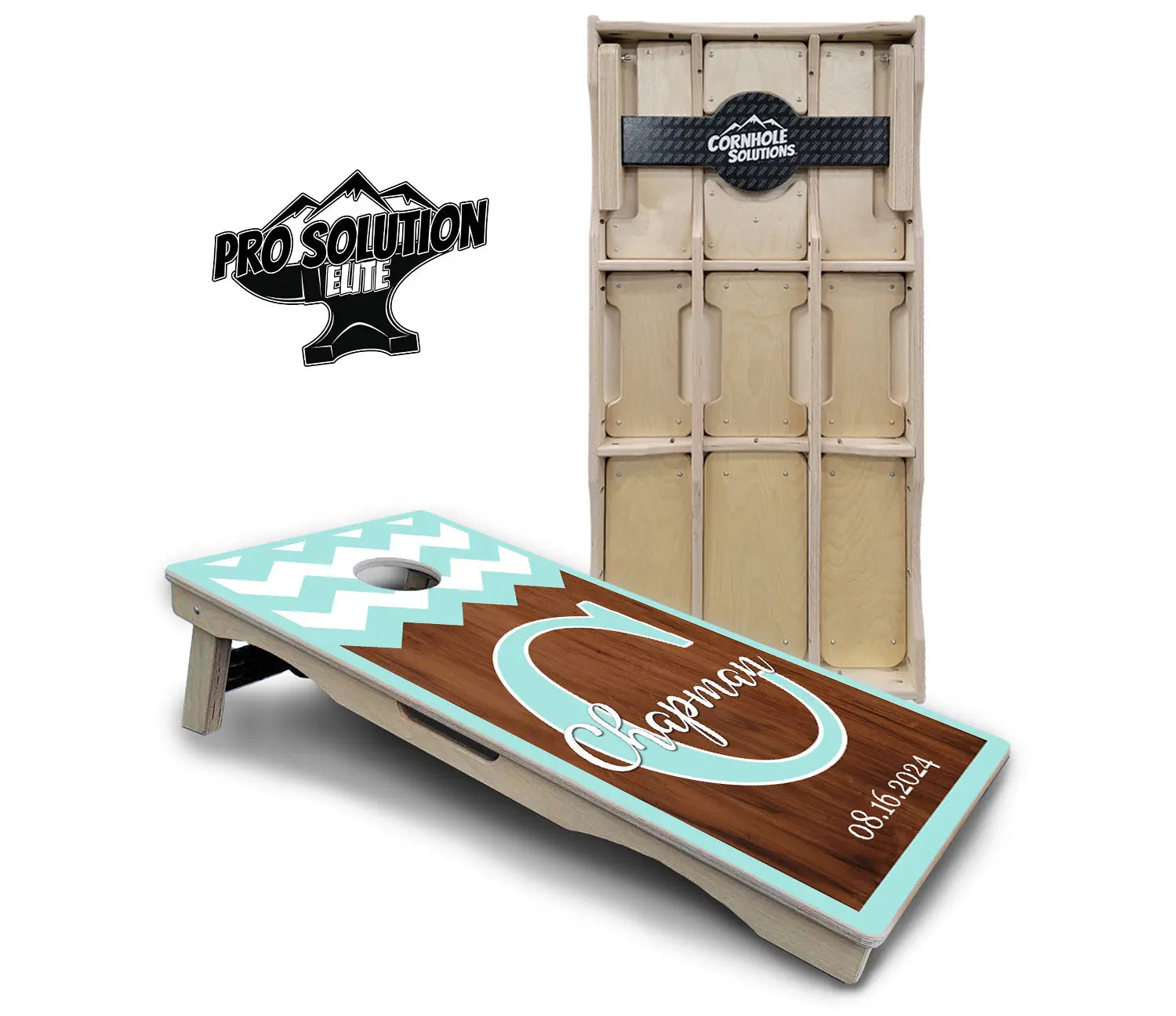 Mint Chevron Cornhole Boards - Pro Solution Elite Series by Cornhole Solutions, custom cornhole board main product photo