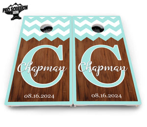 Mint Chevron Cornhole Boards - Pro Solution Elite Series by Cornhole Solutions, custom cornhole board detail photo 4