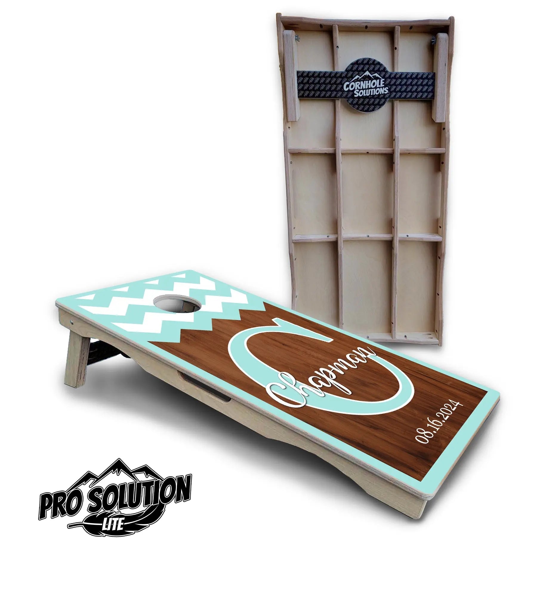Mint Chevron Cornhole Boards - Pro Solution Lite Series by Cornhole Solutions, custom cornhole board main product photo