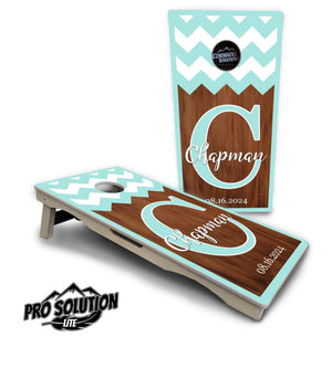 Mint Chevron Cornhole Boards - Pro Solution Lite Series by Cornhole Solutions, custom cornhole board detail photo 2