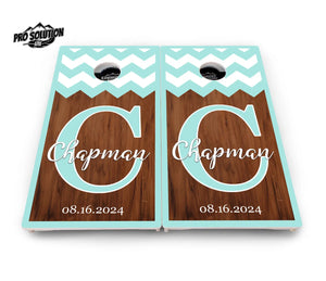 Mint Chevron Cornhole Boards - Pro Solution Lite Series by Cornhole Solutions, custom cornhole board detail photo 4