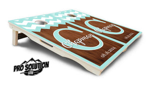 Mint Chevron Cornhole Boards - Pro Solution Lite Series by Cornhole Solutions, custom cornhole board detail photo 5