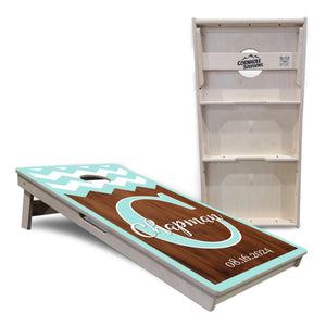 Mint Chevron Cornhole Boards - Professional Tournament Series by Cornhole Solutions, custom cornhole board detail photo 5