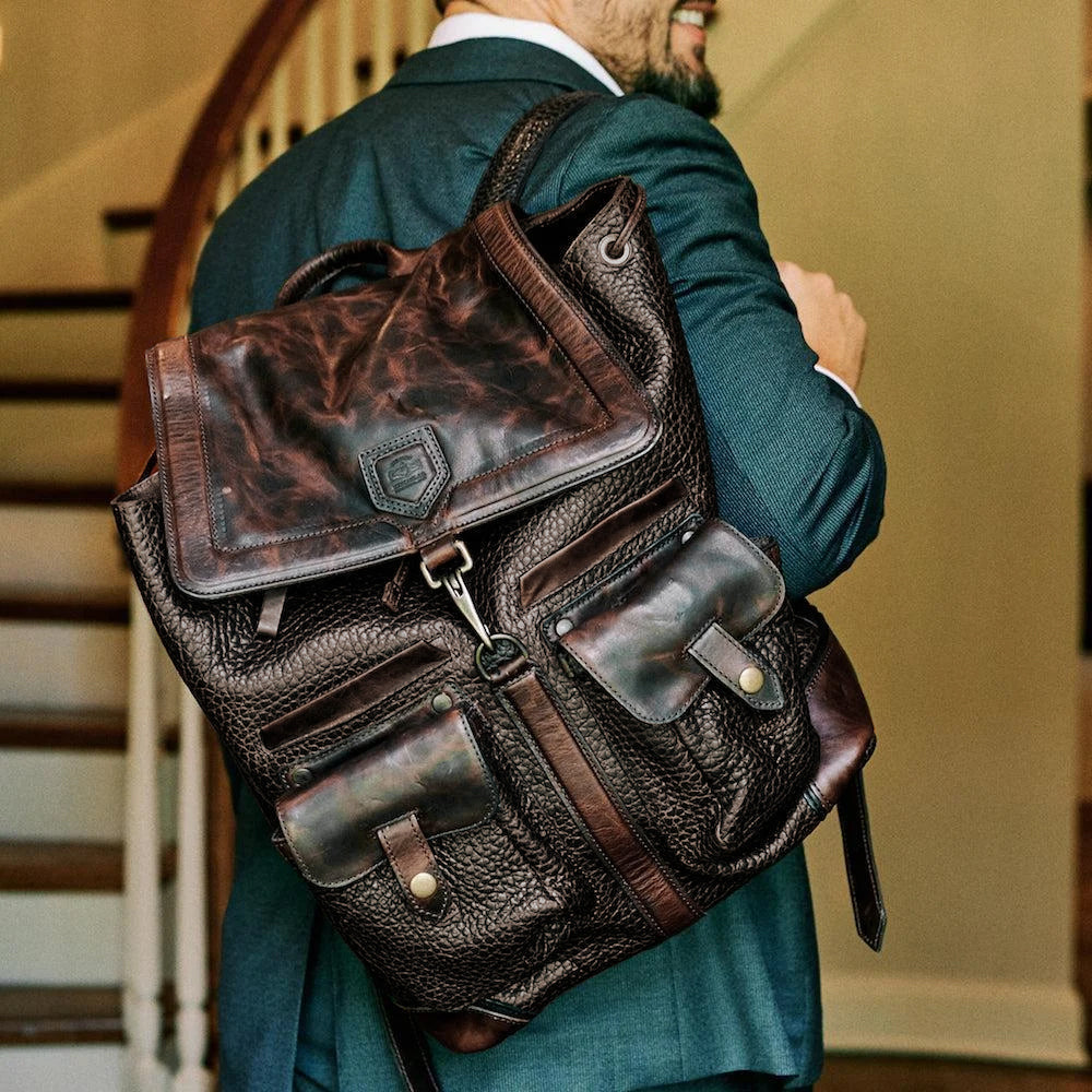 Theodore full-grain leather laptop backpack