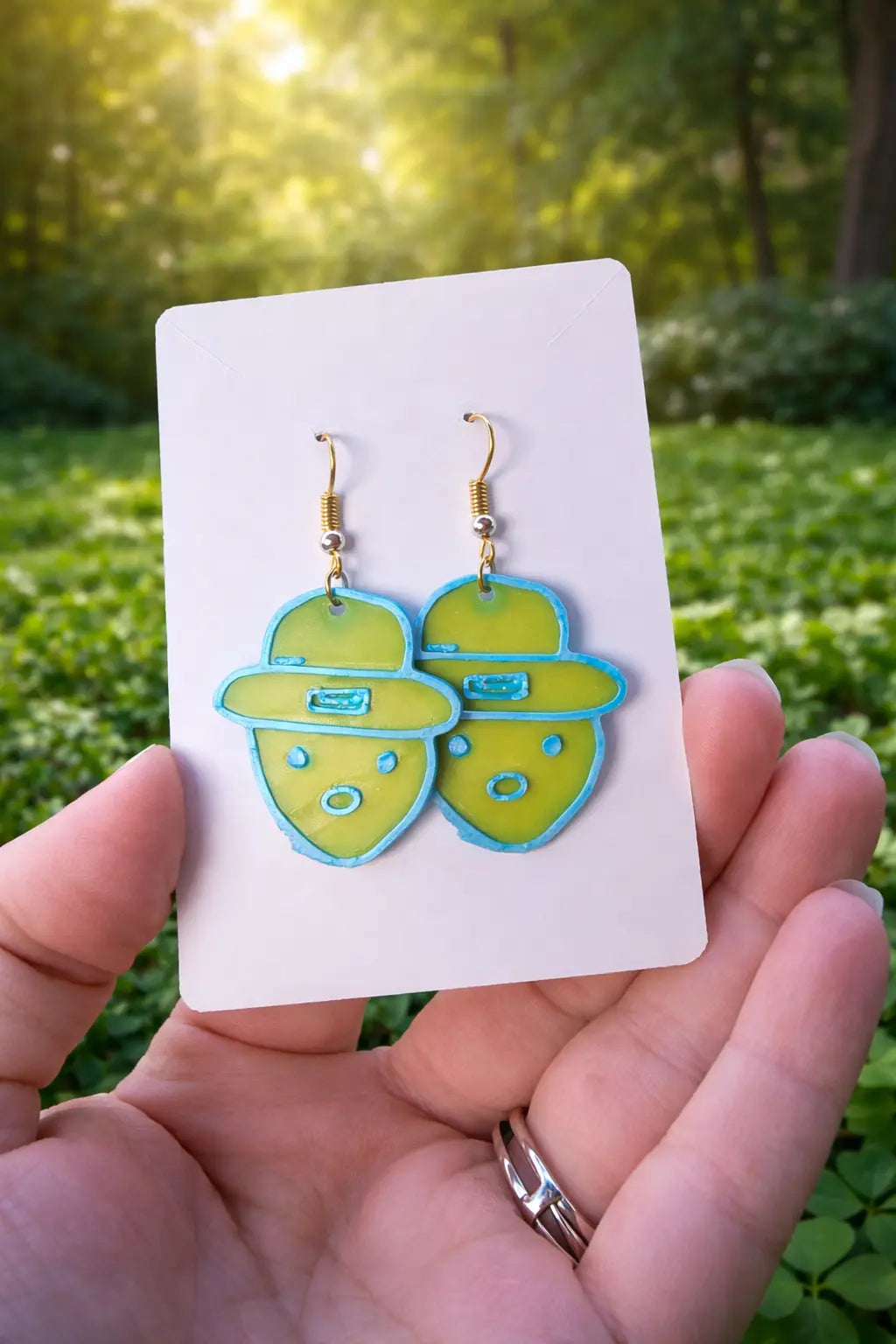 Mobile Leprechaun Earrings by The Tween Space, handmade jewelry detail photo 2