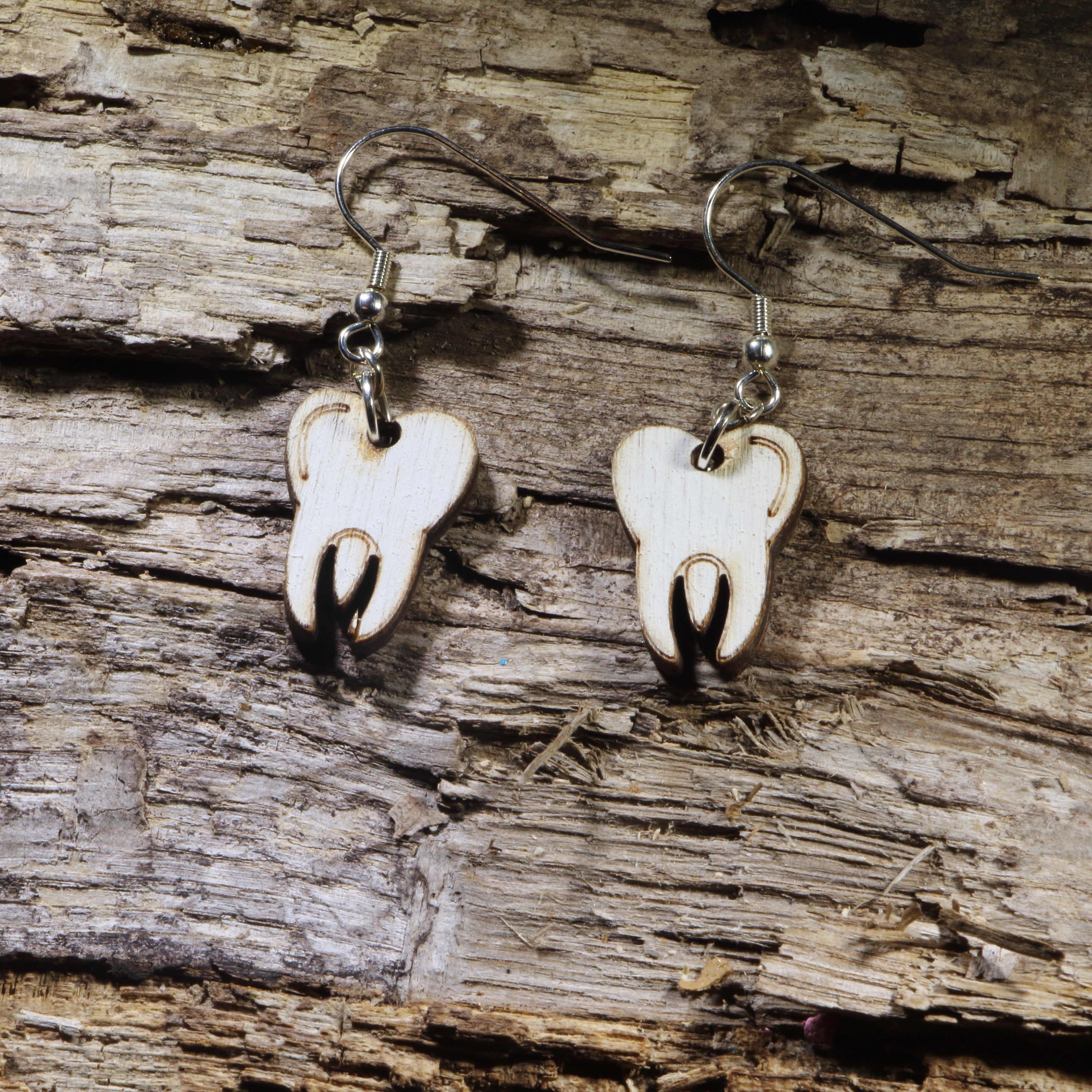Molar Tooth Wooden Earrings | Dentist Dental Jewelry by Cate's Concepts, LLC