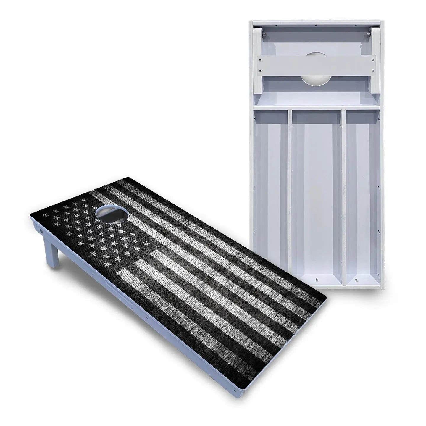 Monochrome Flag Cornhole Boards - All Weather Series by Cornhole Solutions, custom cornhole board main product photo