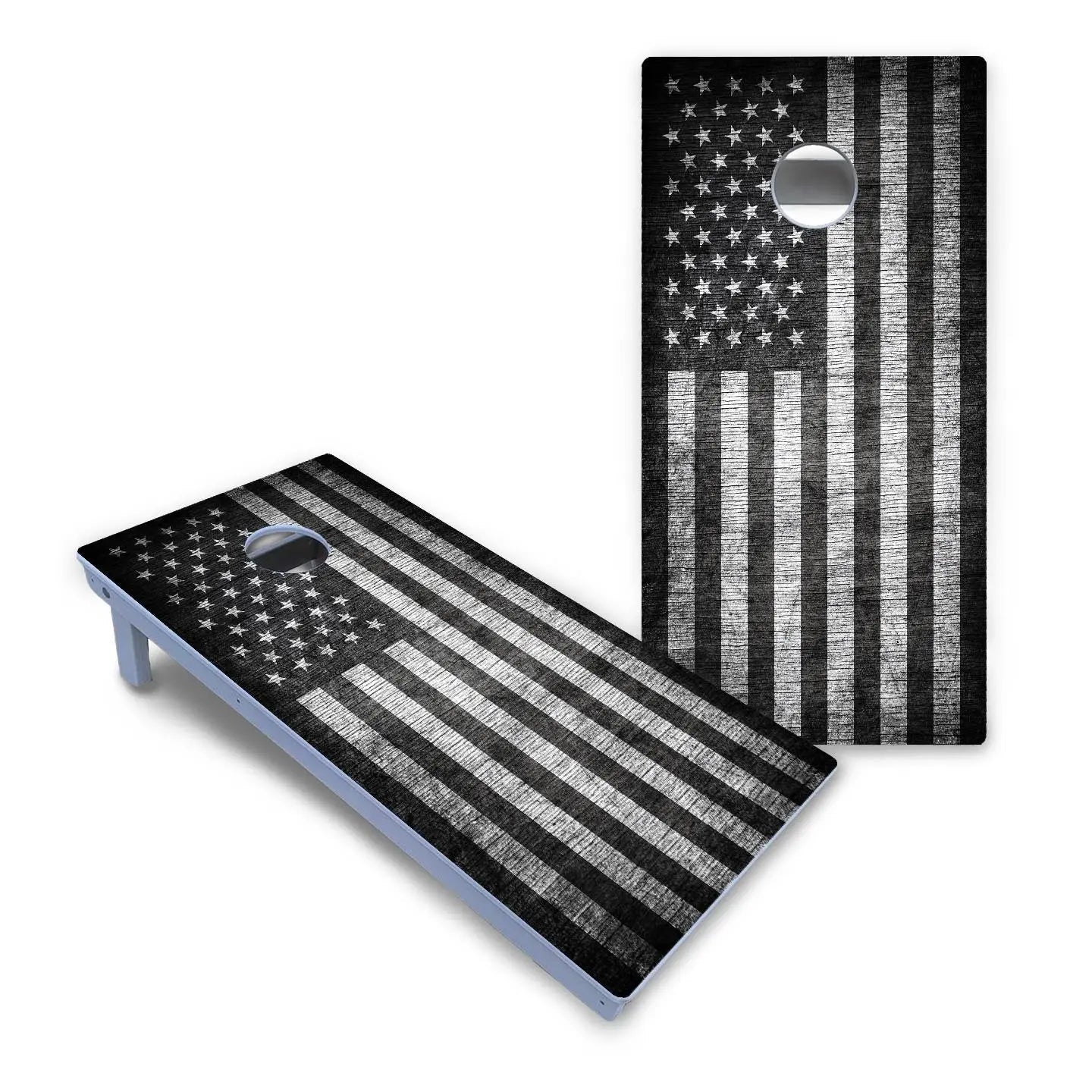 Monochrome Flag Cornhole Boards - All Weather Series by Cornhole Solutions, custom cornhole board detail photo 2
