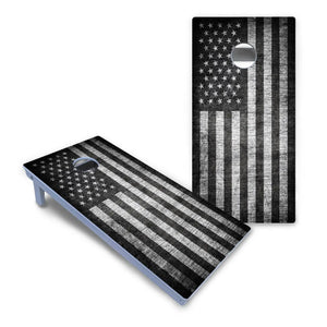 Monochrome Flag Cornhole Boards - All Weather Series by Cornhole Solutions, custom cornhole board detail photo 2