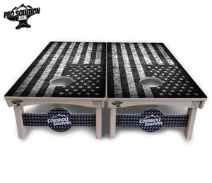 Monochrome Flag Cornhole Boards - Pro Solution Elite Series by Cornhole Solutions, custom cornhole board detail photo 3