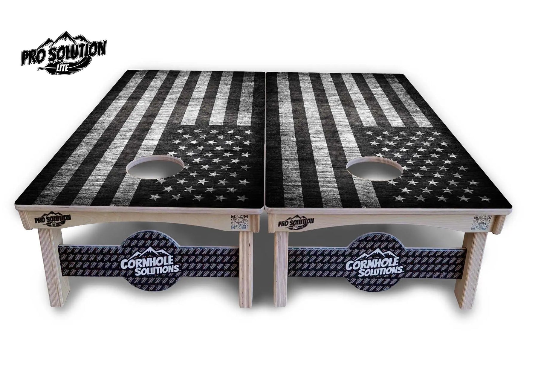 Monochrome Flag Cornhole Boards - Pro Solution Lite Series by Cornhole Solutions, custom cornhole board detail photo 3