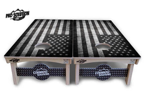 Monochrome Flag Cornhole Boards - Pro Solution Lite Series by Cornhole Solutions, custom cornhole board detail photo 3