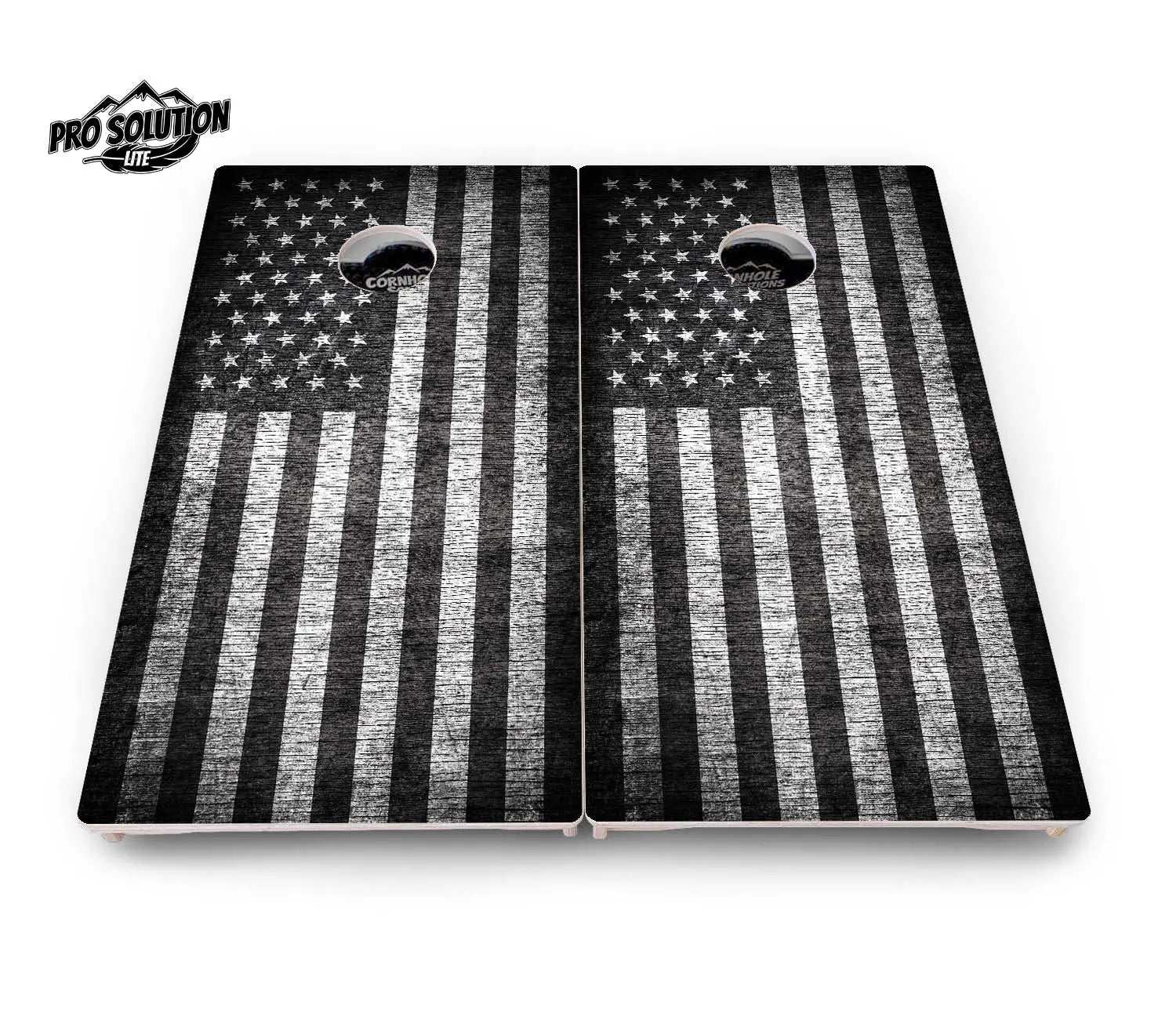 Monochrome Flag Cornhole Boards - Pro Solution Lite Series by Cornhole Solutions, custom cornhole board detail photo 4