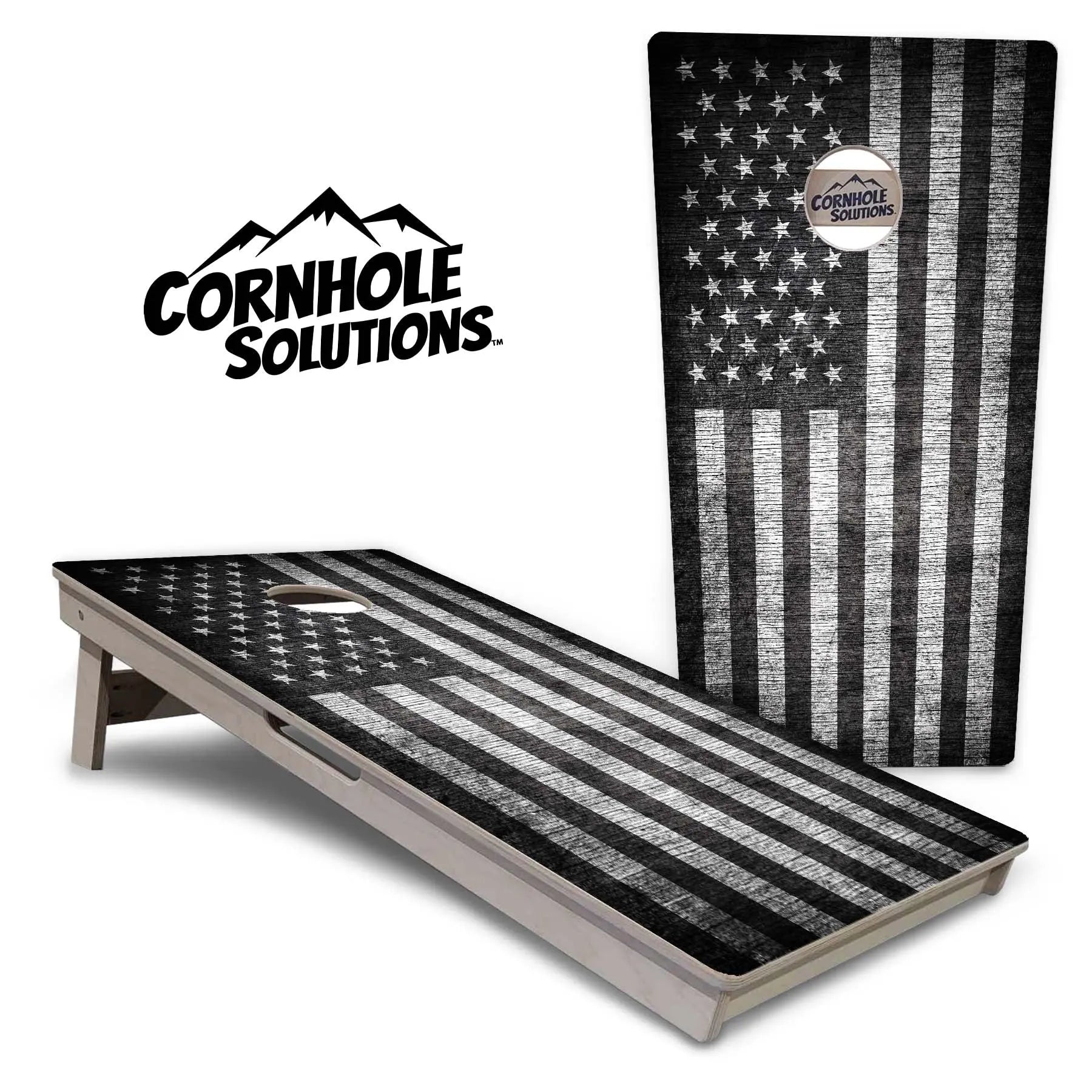 Monochrome Flag Cornhole Boards - Professional Tournament Series by Cornhole Solutions, custom cornhole board main product photo