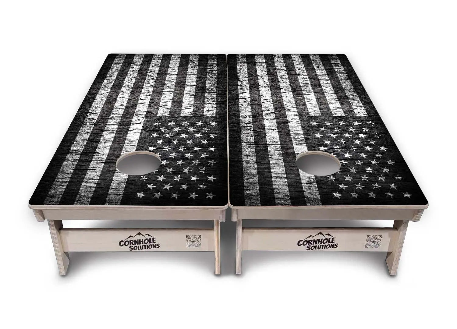 Monochrome Flag Cornhole Boards - Professional Tournament Series by Cornhole Solutions, custom cornhole board detail photo 2