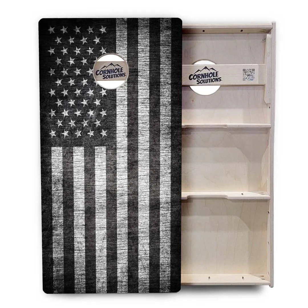 Monochrome Flag Cornhole Boards - Professional Tournament Series by Cornhole Solutions, custom cornhole board detail photo 3