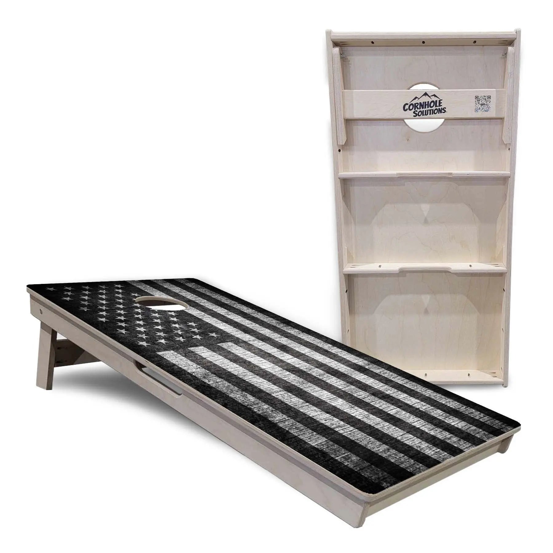 Monochrome Flag Cornhole Boards - Professional Tournament Series by Cornhole Solutions, custom cornhole board detail photo 5