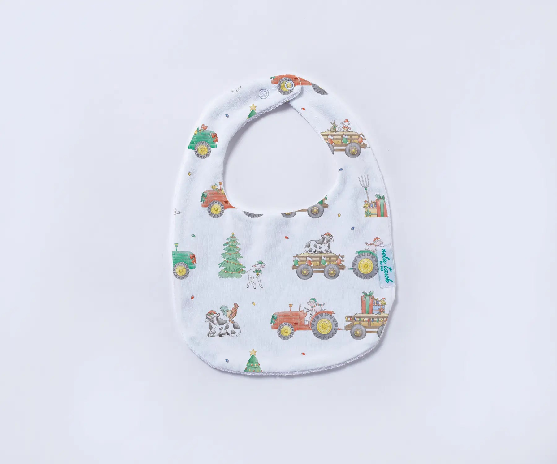Moo-y Christmas Organic Cotton Christmas Baby Bib by Nola Tawk, children's boutique clothing main product photo