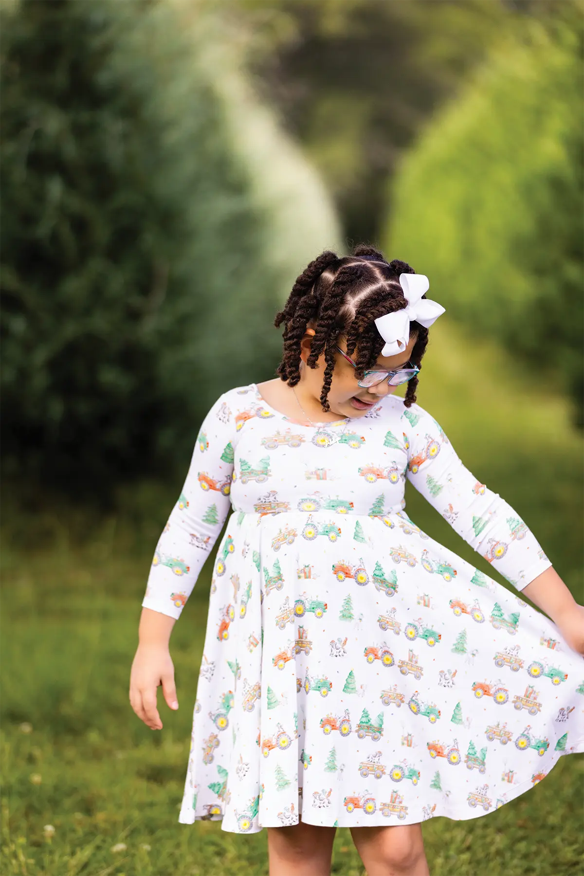 Moo-y Christmas Organic Cotton Christmas Dress for Kids by Nola Tawk, Southern lifestyle apparel detail photo 2
