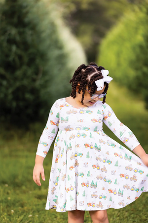 Moo-y Christmas Organic Cotton Christmas Dress for Kids by Nola Tawk, Southern lifestyle apparel detail photo 2