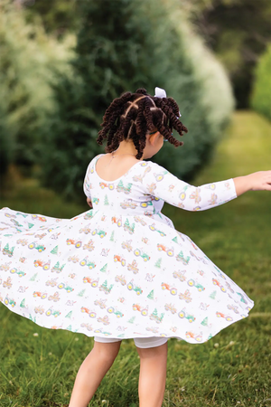 Moo-y Christmas Organic Cotton Christmas Dress for Kids by Nola Tawk, Southern lifestyle apparel detail photo 3