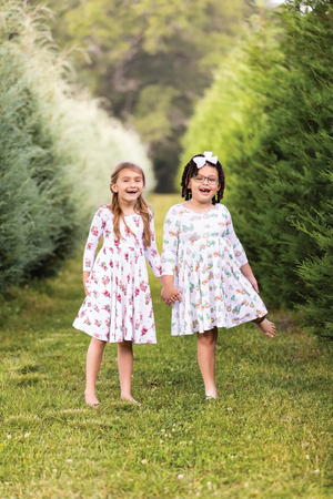 Moo-y Christmas Organic Cotton Christmas Dress for Kids by Nola Tawk, Southern lifestyle apparel detail photo 4