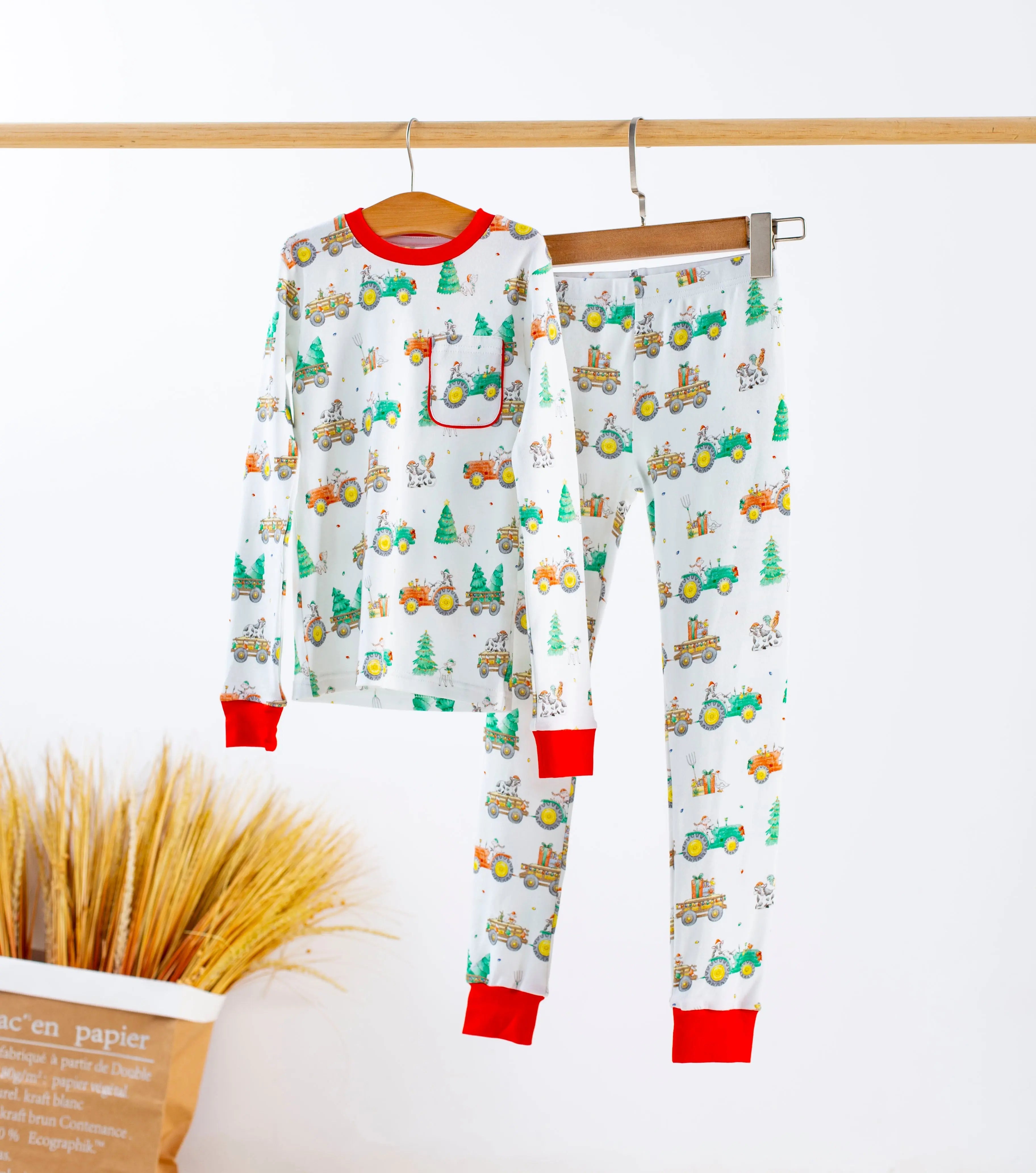 Moo-y Christmas Organic Cotton Christmas Kids Pajamas by Nola Tawk, Southern food gift main product photo