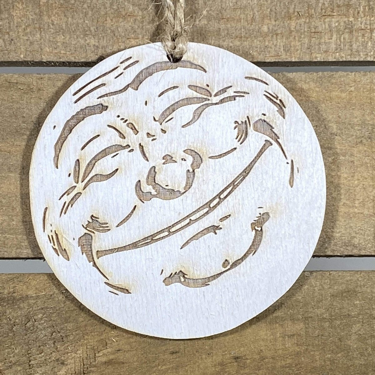 Moon Face Wooden Christmas Ornament | Celestial Holiday Decor by Cate's Concepts, LLC, Southern home decor main product photo