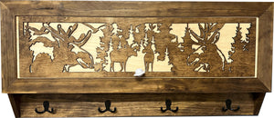 Moose Hunting Hidden Gun Storage Coat Rack Concealment Shelf with Hooks for Coats, Bags, & Hats by Bellewood Designs, Southern home decor detail photo 10