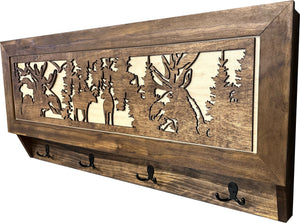 Moose Hunting Hidden Gun Storage Coat Rack Concealment Shelf with Hooks for Coats, Bags, & Hats by Bellewood Designs, Southern home decor detail photo 14