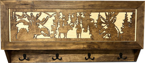 Moose Hunting Hidden Gun Storage Coat Rack Concealment Shelf with Hooks for Coats, Bags, & Hats by Bellewood Designs, Southern home decor detail photo 9