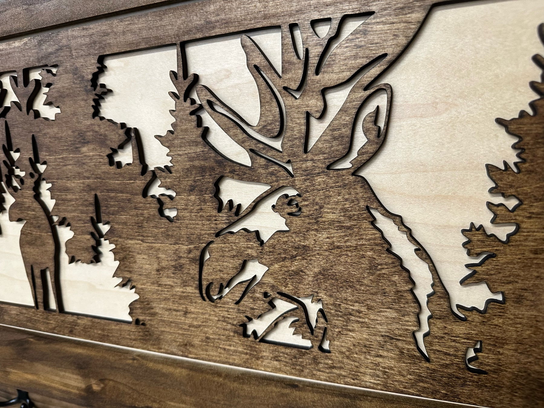 Moose Hunting Hidden Gun Storage Coat Rack Concealment Shelf with Hooks for Coats, Bags, & Hats by Bellewood Designs, Southern home decor detail photo 15