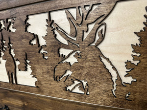 Moose Hunting Hidden Gun Storage Coat Rack Concealment Shelf with Hooks for Coats, Bags, & Hats by Bellewood Designs, Southern home decor detail photo 15