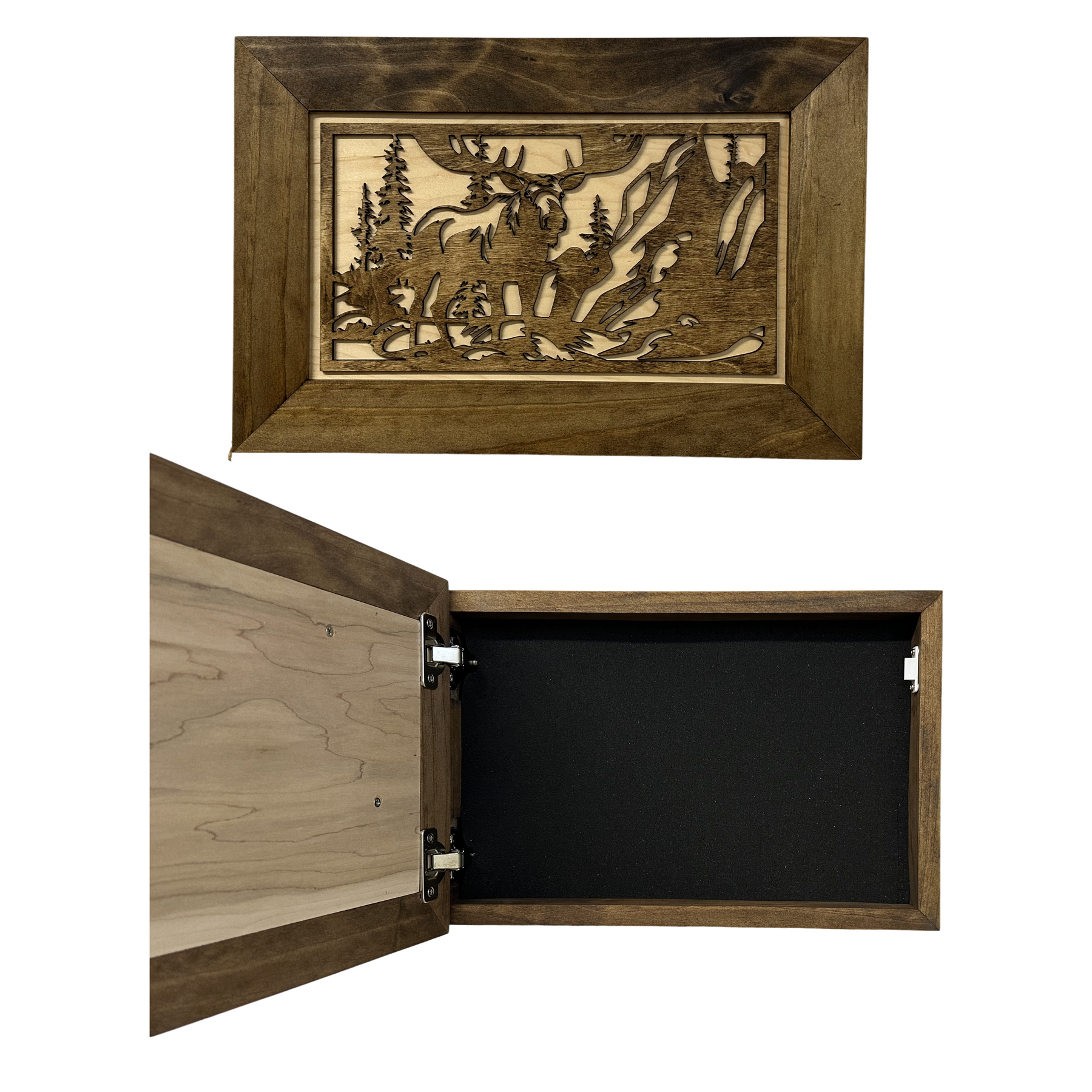 Moose in the Woods Gun Concealment Furniture - Handcrafted Hidden Gun Storage Wall Decor - Hidden Gun Shelf with Magnetic Lock for Quick Access by Bellewood Designs, Southern