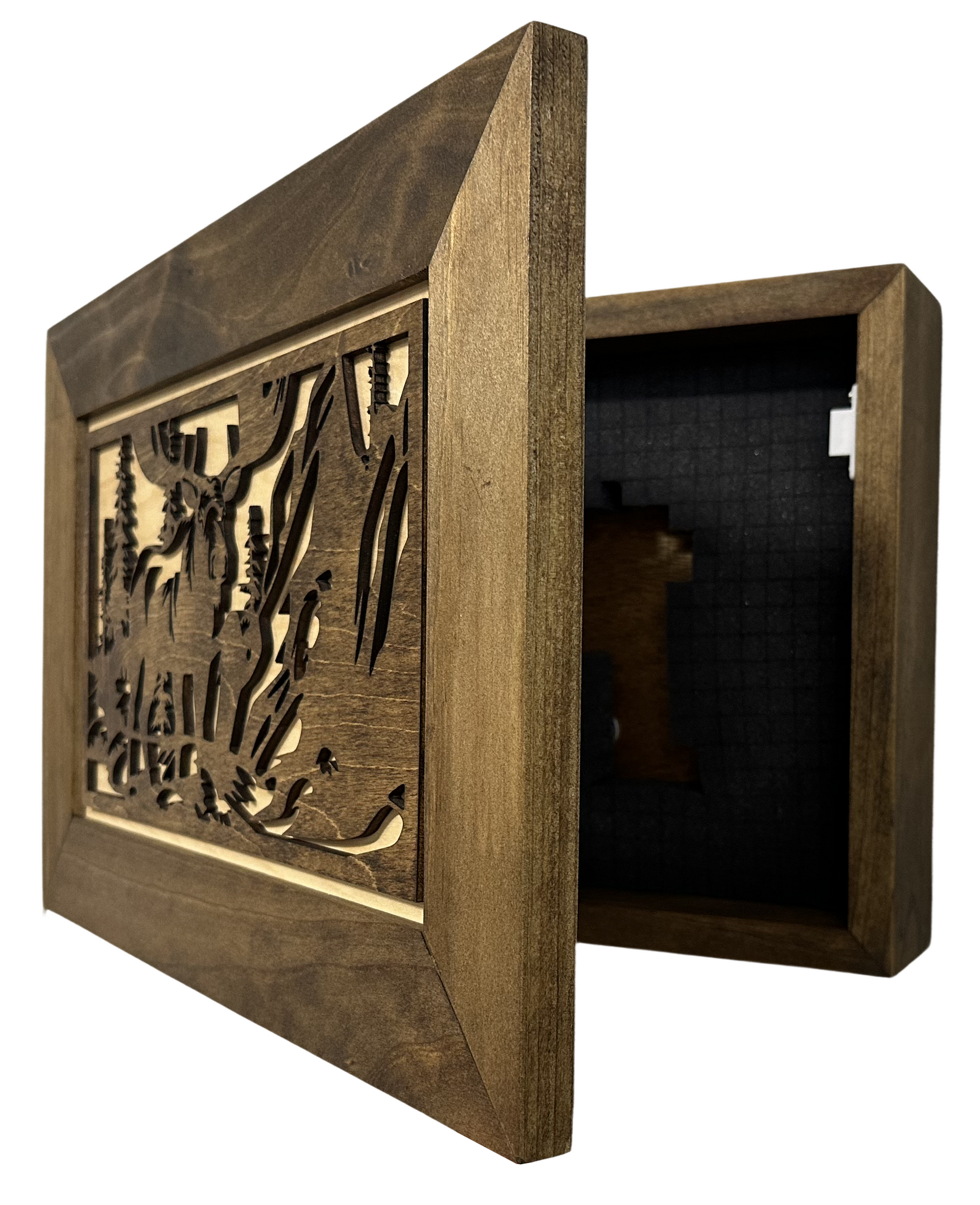 Moose in the Woods Gun Concealment Furniture - Handcrafted Hidden Gun Storage Wall Decor - Hidden Gun Shelf with Magnetic Lock for Quick Access by Bellewood Designs, Southern