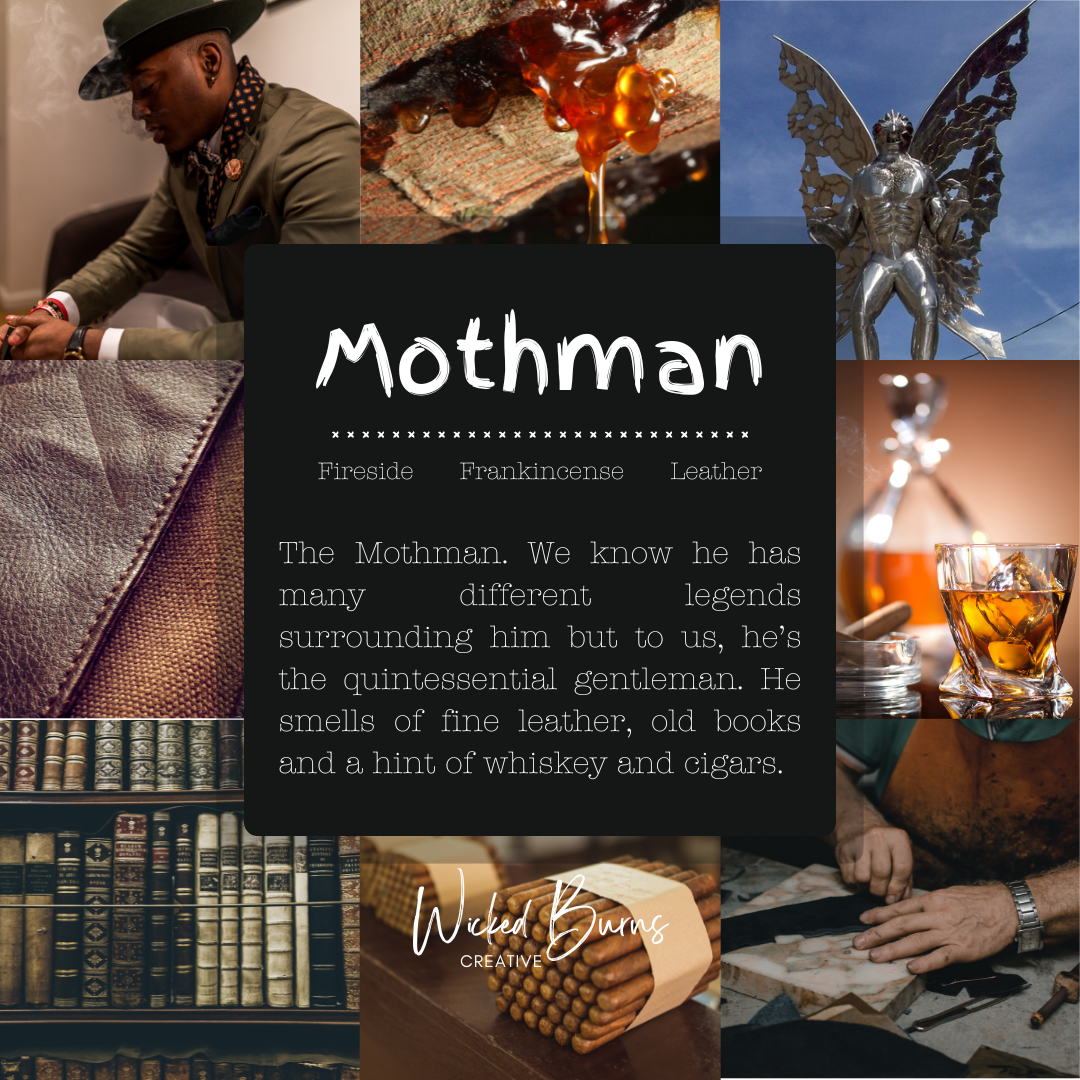 Mothman smoke, leather and oud soy candle