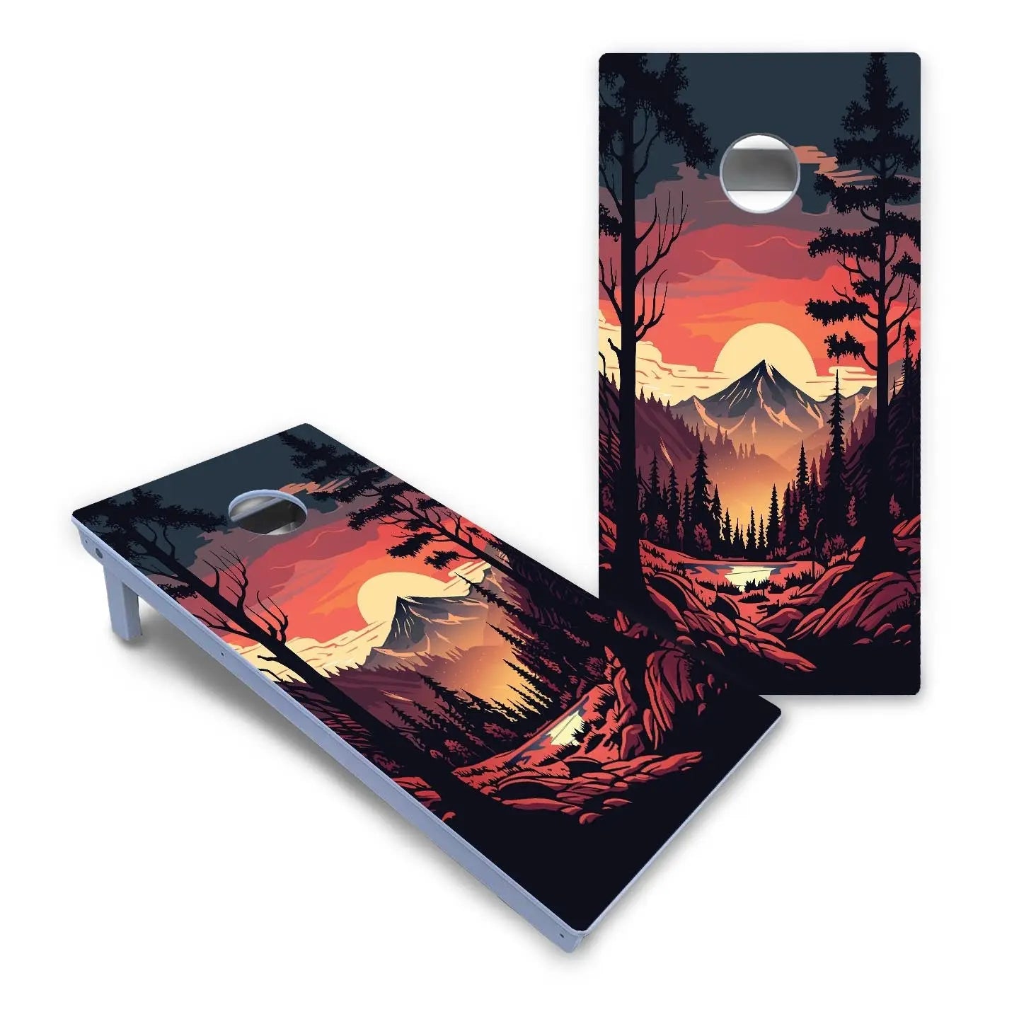 Mountain Sunset Cornhole Boards - All Weather Series by Cornhole Solutions, custom cornhole board detail photo 2