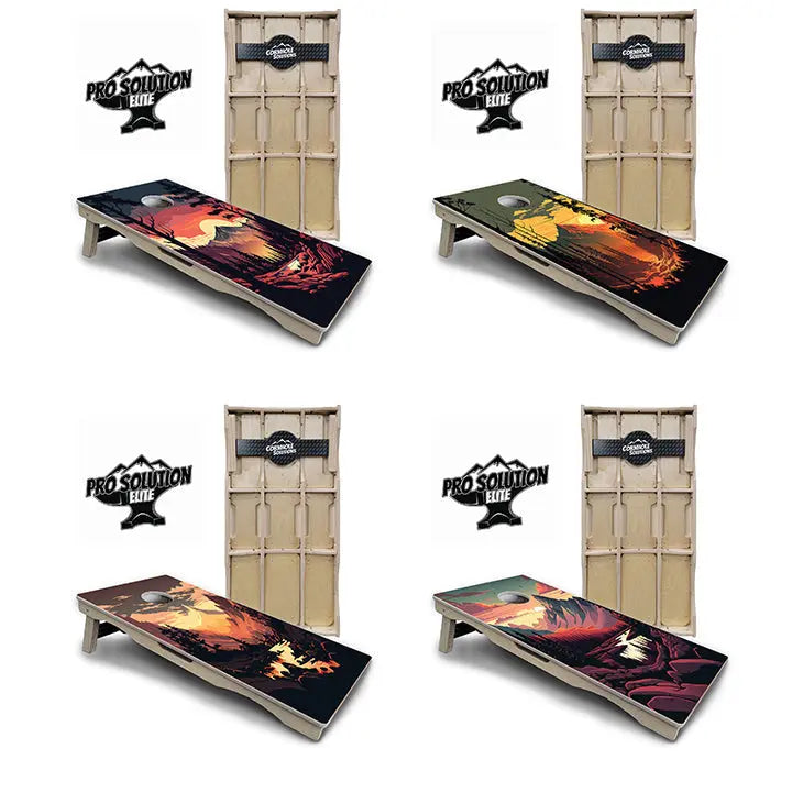 Mountain Sunset Cornhole Boards - Pro Solution Elite Series by Cornhole Solutions, custom cornhole board main product photo