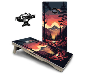 Mountain Sunset Cornhole Boards - Pro Solution Elite Series by Cornhole Solutions, custom cornhole board detail photo 3