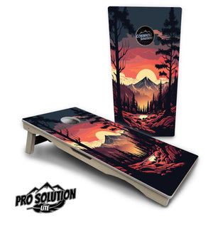 Mountain Sunset Cornhole Boards - Pro Solution Lite Series by Cornhole Solutions, custom cornhole board detail photo 5